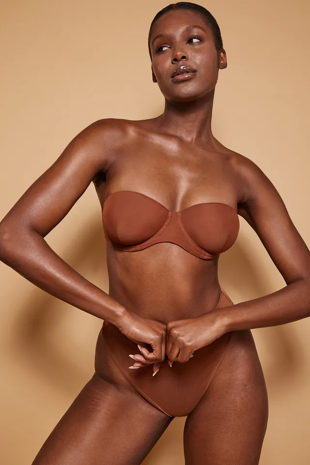 Oh Polly Intimates culotte taille haute chestnut mesh sans couture