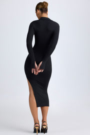 Oh Polly Yael robe midaxi noire col V modal