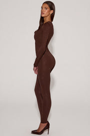 Oh Polly Cassie 14965 leggings jersey marron strass