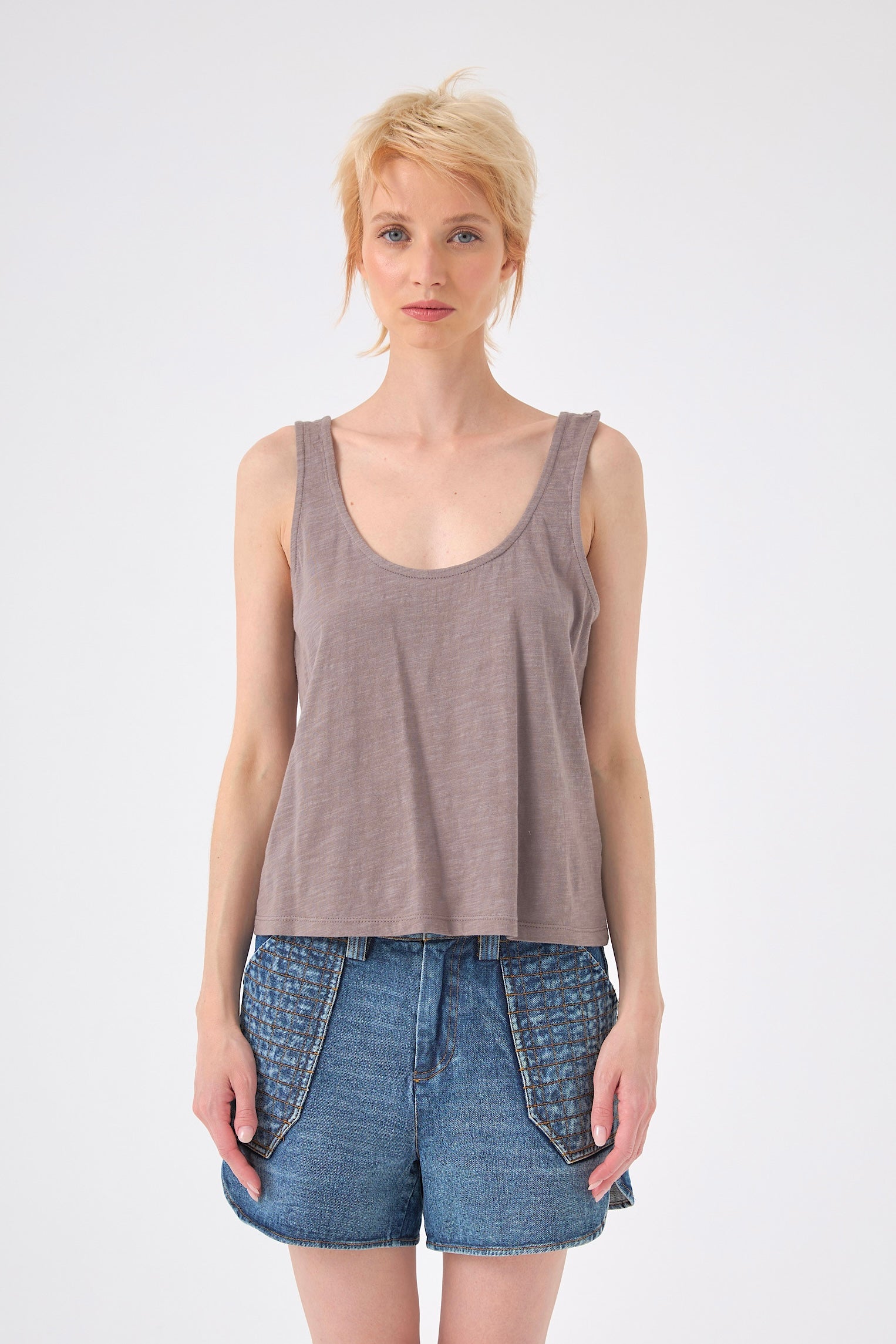 Chicosoleil Daren tee-shirt sans manches gris stoneware coton
