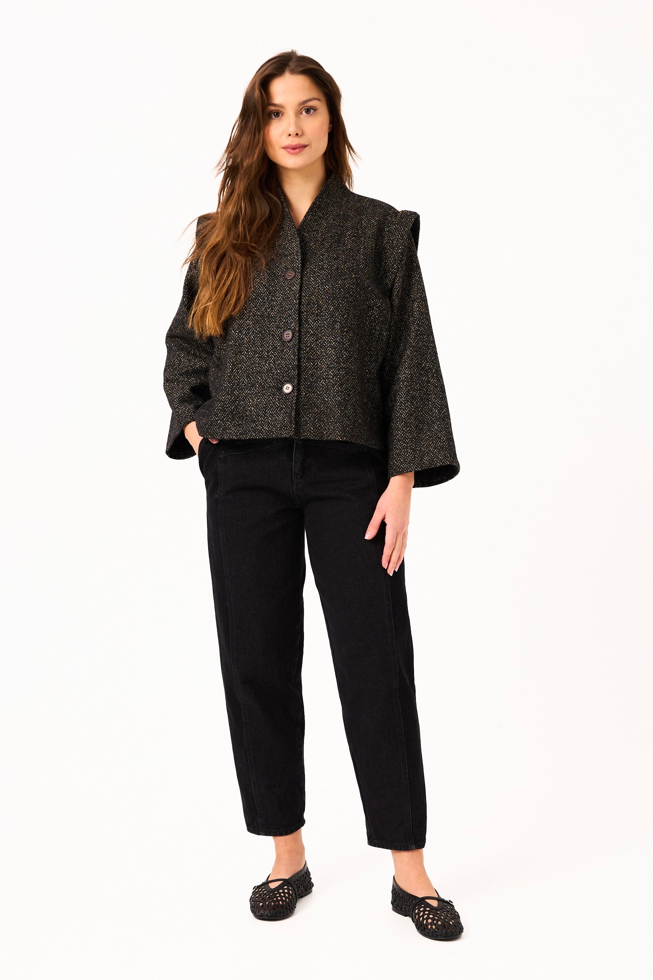 Chicosoleil Akira veste courte tweed mystic chevron