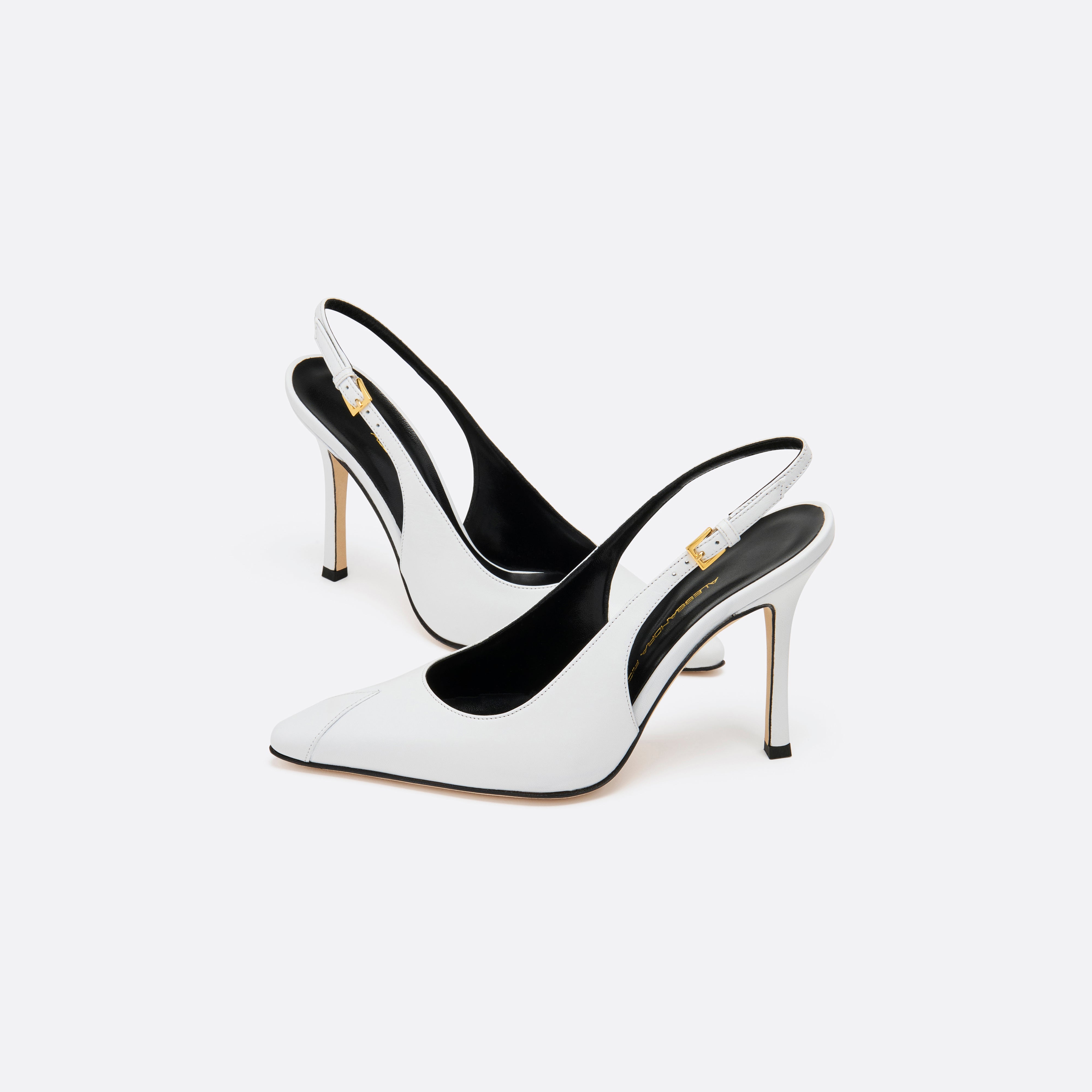 Alessandra Rich Shoes slingbacks cuir blanc bout pointu 36-41