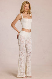 Oh Polly Calista pantalon dentelle flare perle mi-haute