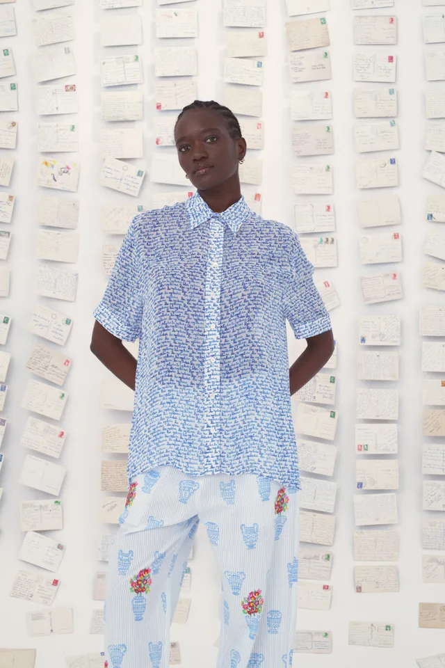 MII Mii en carte postale Chemise Karine soie Cyclades