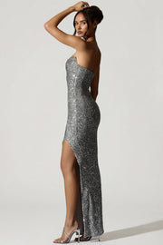 Oh Polly Embellished Kaleena robe corset argent sequins fente
