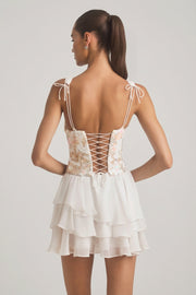 Oh Polly Sakura 13511 mini robe ivoire corset fleuri