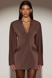 Oh Polly Azelie 14960 robe blazer marron mini cintrée