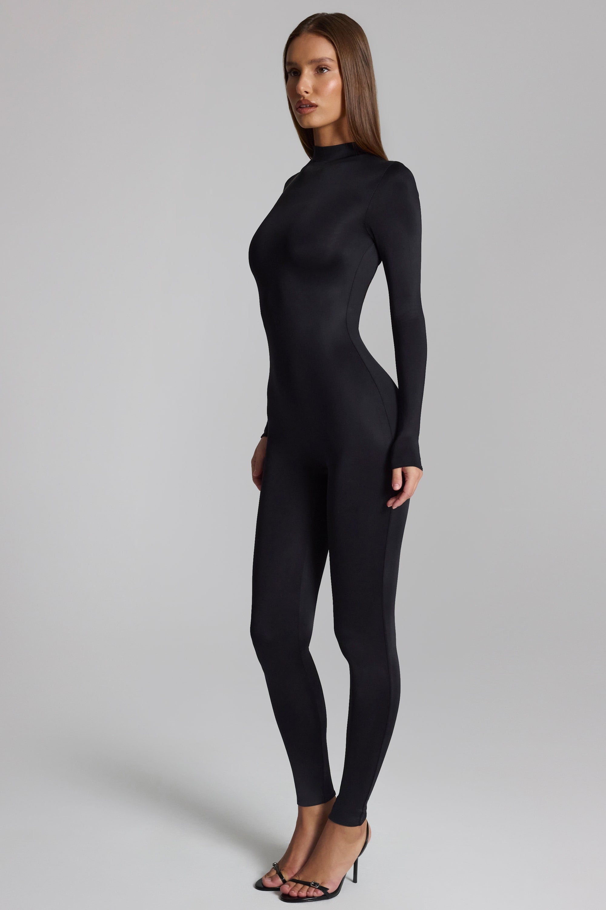 Oh Polly Rosabella combinaison noire manches longues UK 8 col montant