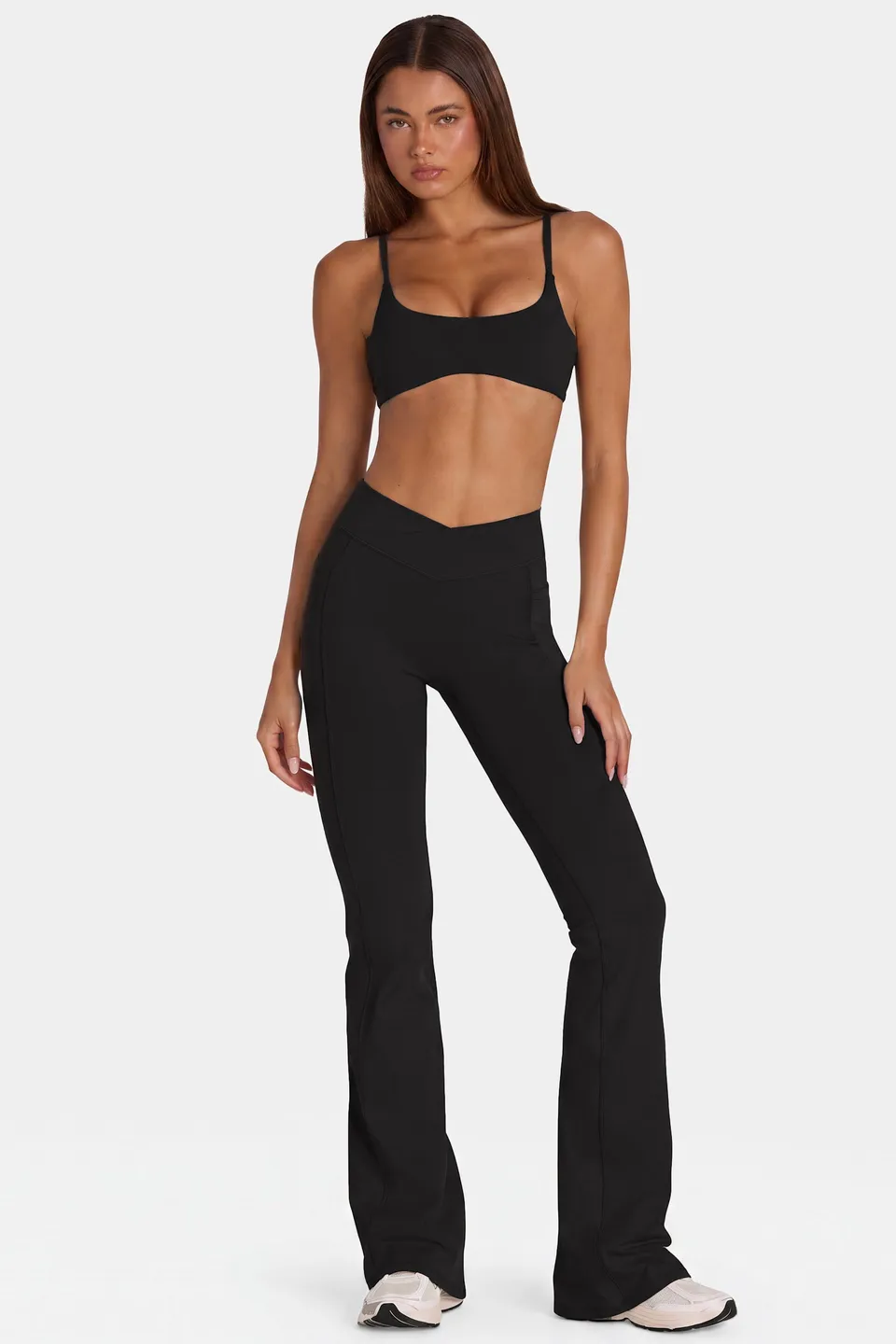 Oh Polly Bo+Tee Soft Active V-Waist Legging évasé noir