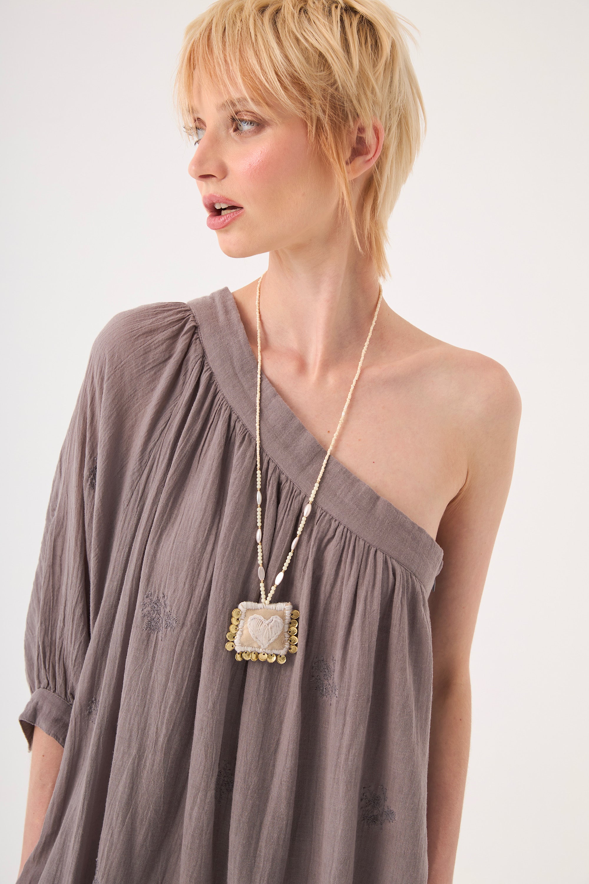 Chicosoleil Robes Nahla robe gris stoneware coton