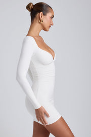 Oh Polly Sana 8477 robe mini blanche modal manches longues