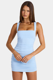 Oh Polly Artie Mini Robe Moulante Bleu Clair Modal