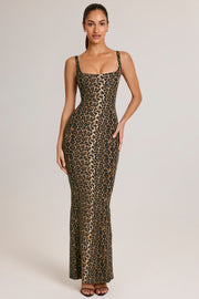 Oh Polly Soreia robe maxi léopard col carré Tencel