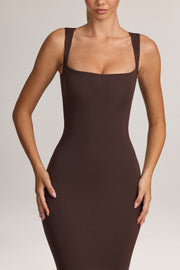 Oh Polly Ainslee 5617 robe midi marron chocolat moulante modal
