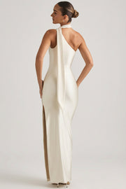 Oh Polly Sheril 13767 robe longue satin perle asymétrique