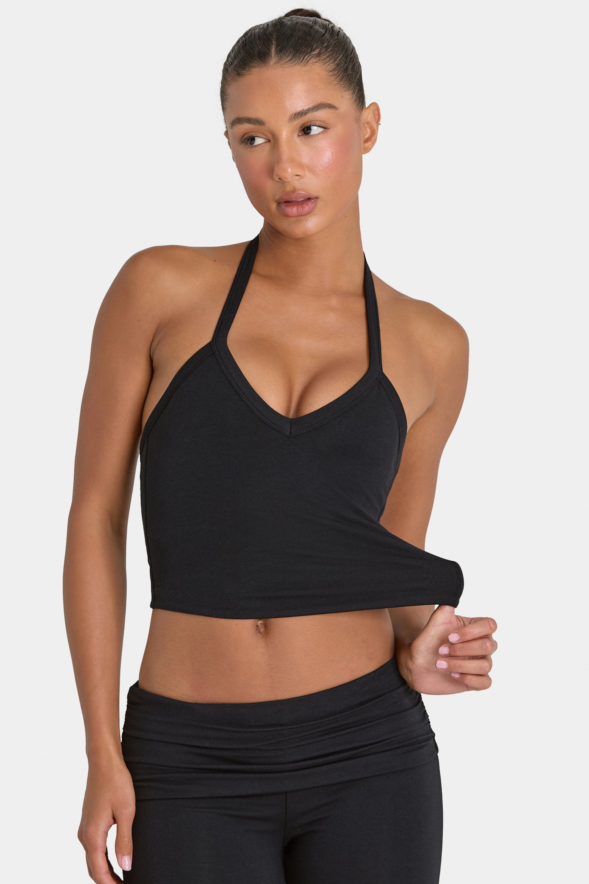 Oh Polly ButterCloud crop top noir double couche