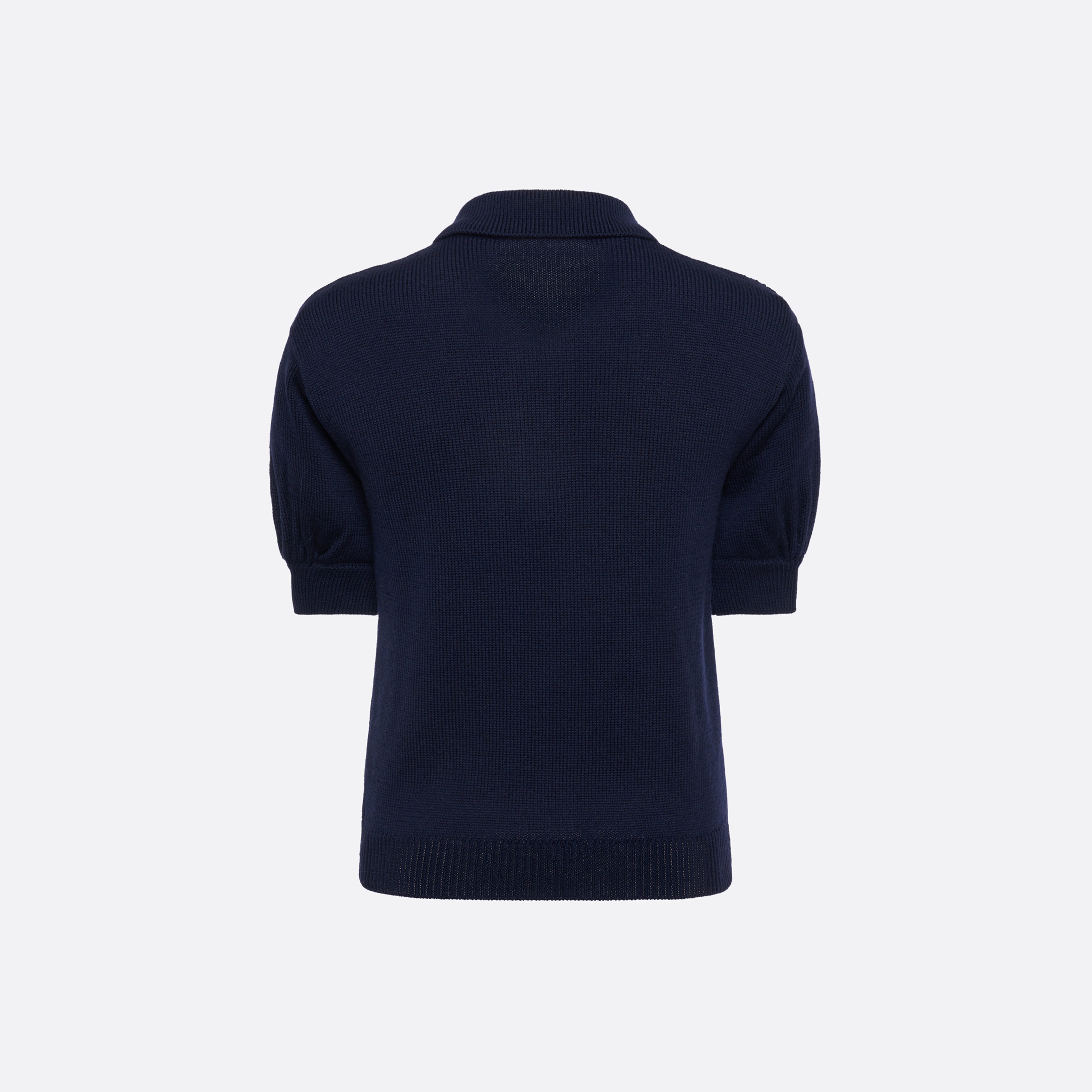 Alessandra Rich Knitwear polo dentelle laine bleu marine 36-46