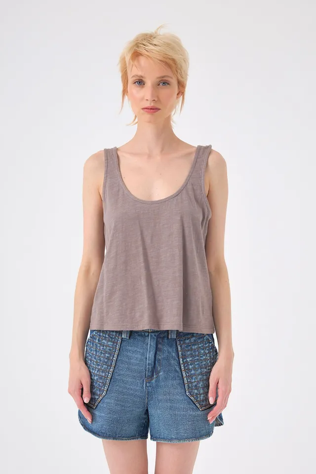 Chicosoleil Daren tee-shirt sans manches gris stoneware coton