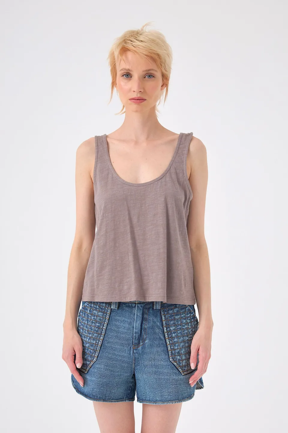 Chicosoleil Daren tee-shirt sans manches gris stoneware coton