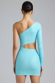 Oh Polly Zanab Robe Mini Bleu Glacé Une-Épaule