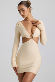 Oh Polly Wyetta robe mini crème cut-out décolleté