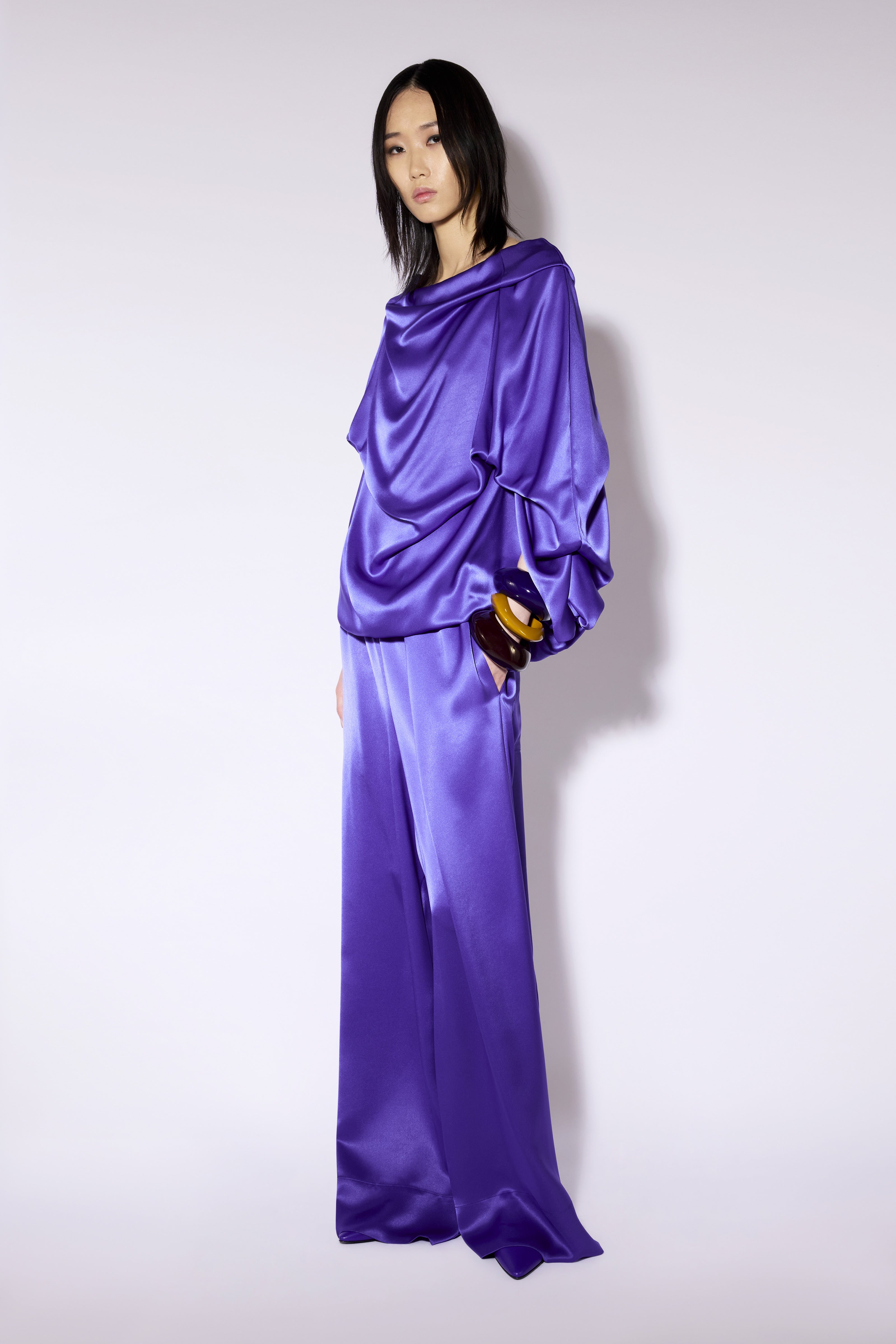 Liviana Conti Grayson pantalon palazzo bluette satin