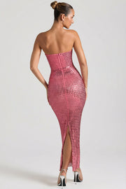 Oh Polly Amaya robe bustier longue pastèque strass
