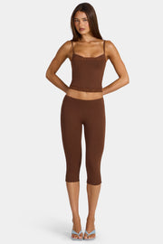 Oh Polly Marlie legging capri marron modal taille basse