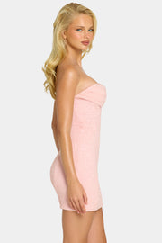 Oh Polly Basel mini robe bustier blush perlée