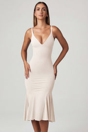 Oh Polly Elowen robe midaxi ivoire col V 13828