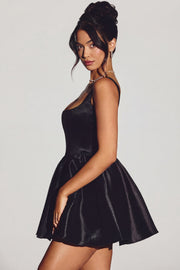 Oh Polly Sueno 7874 robe corset mini noire taffetas