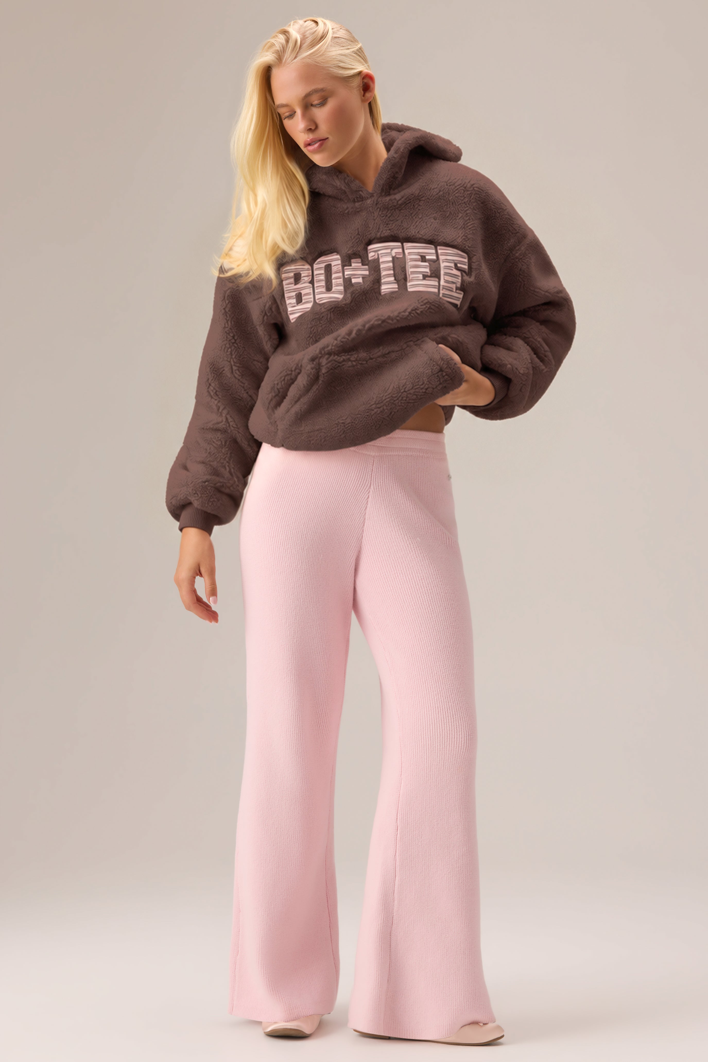 Oh Polly Bo+Tee Hoodie Teddy Chestnut Marron Sweat à Capuche
