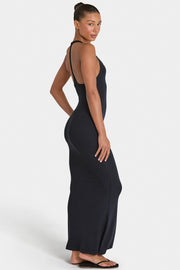 Oh Polly ButterCloud robe maxi noire moulante stretch