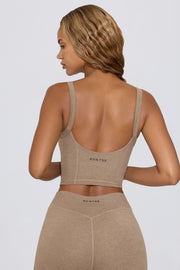 Oh Polly top mocha marl débardeur crop col carré