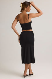 Oh Polly Luella Jupe Midaxi Noire Modal Ruchée Taille Haute
