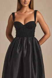Oh Polly Delancey Robe Corset Noire Maxi Perles