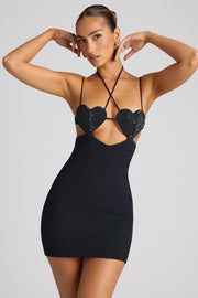 Oh Polly Lavinie robe mini noire cœur strass