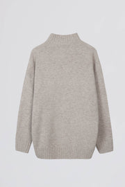 Oh Polly Knitwear Pull Soft Knit Oversized Oatmeal col roulé