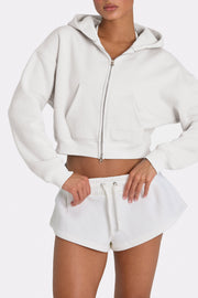 Oh Polly hoodie zip oversize beige coconut polaire