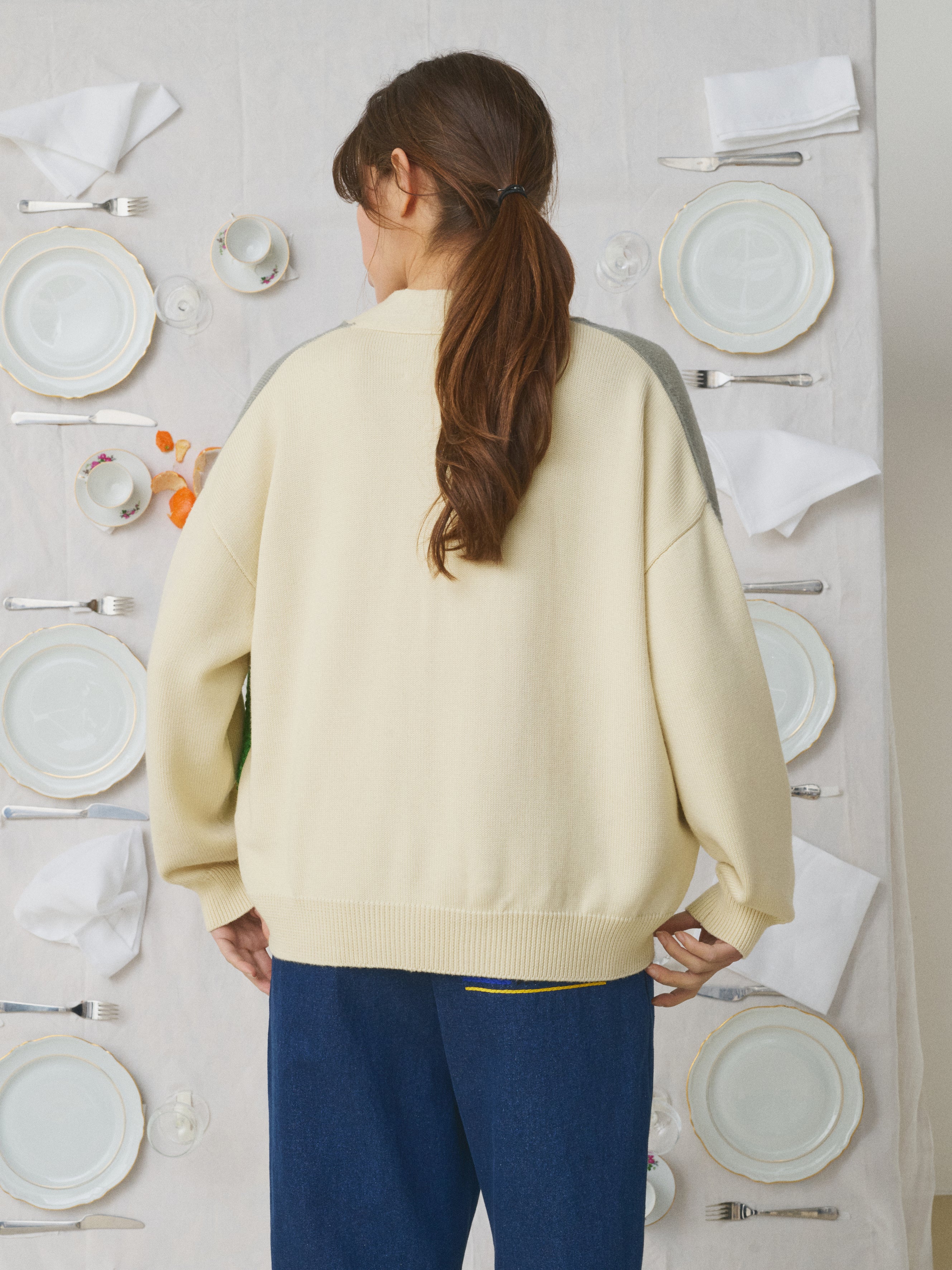 Mii à table Cardigan Bella Potager maille brodée S-L
