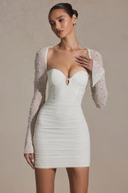 Oh Polly St. Germain mini robe perles blanc neige