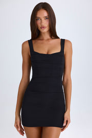 Oh Polly Brittany 9502 mini robe noire corset drapée