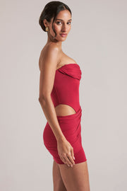 Oh Polly robe bandeau bodycon mini rouge cerise modal