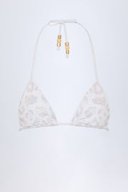 Oh Polly Cavas haut bikini triangle blanc à strass
