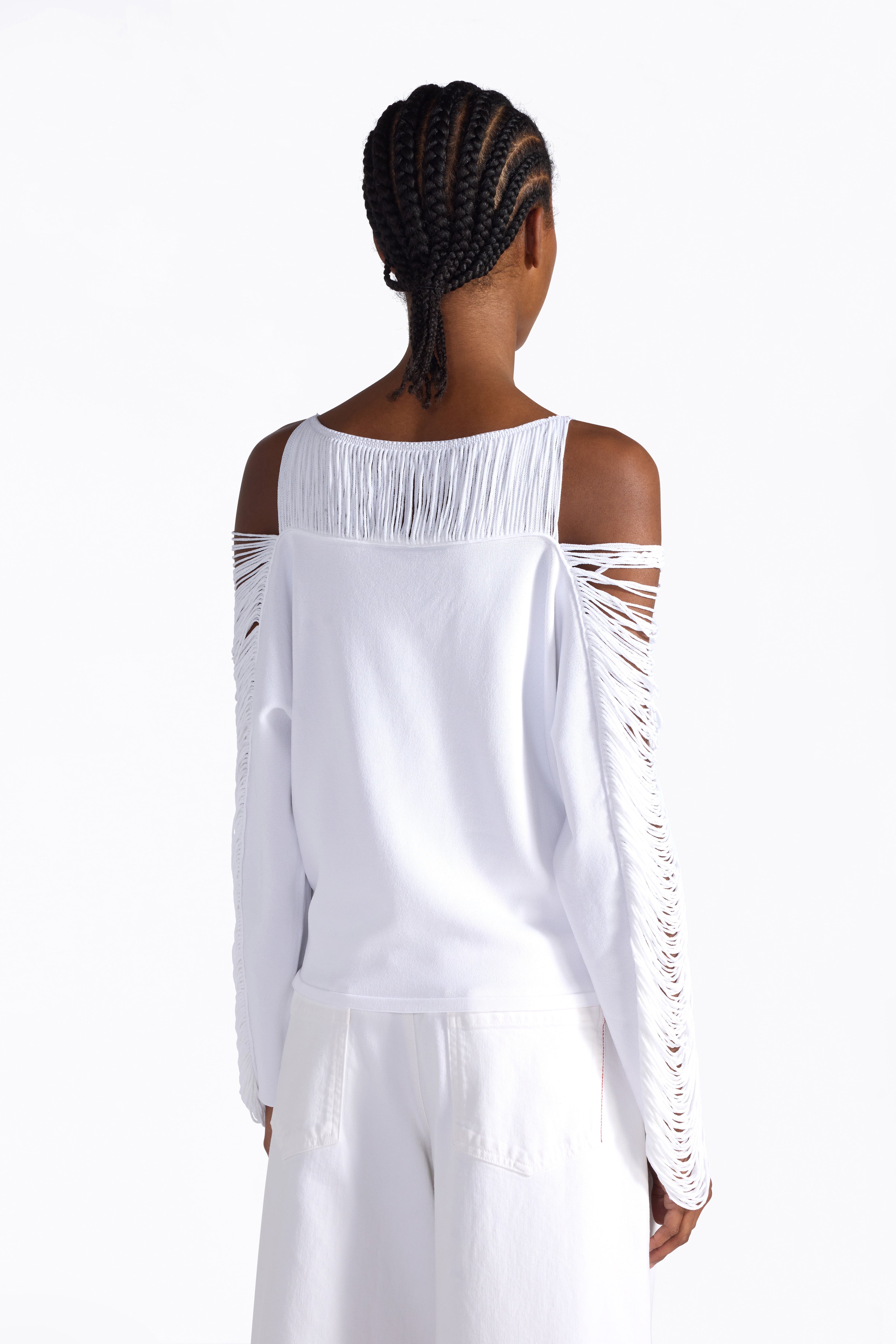 Liviana Conti Odette pull blanc épaules nues