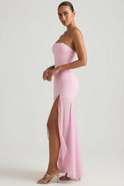 Oh Polly Melina robe maxi rose pâle bustier sirène