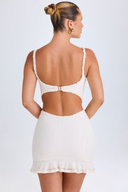 Oh Polly Jovelyn robe mini blanche volants cœur bodycon