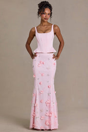 Oh Polly Embellished Tulle Skirt Jupe Rose Clair Brodée