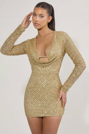 Oh Polly Arlowe robe mini dorée strass