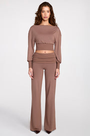Oh Polly Thea pantalon droit modal marron mocha